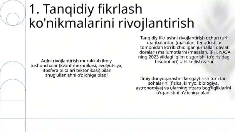 Oʻquvchilarning ilmiy dunyoqarashini kengaytirish, Oʻquvchilarning aqli tarbiyasi 3