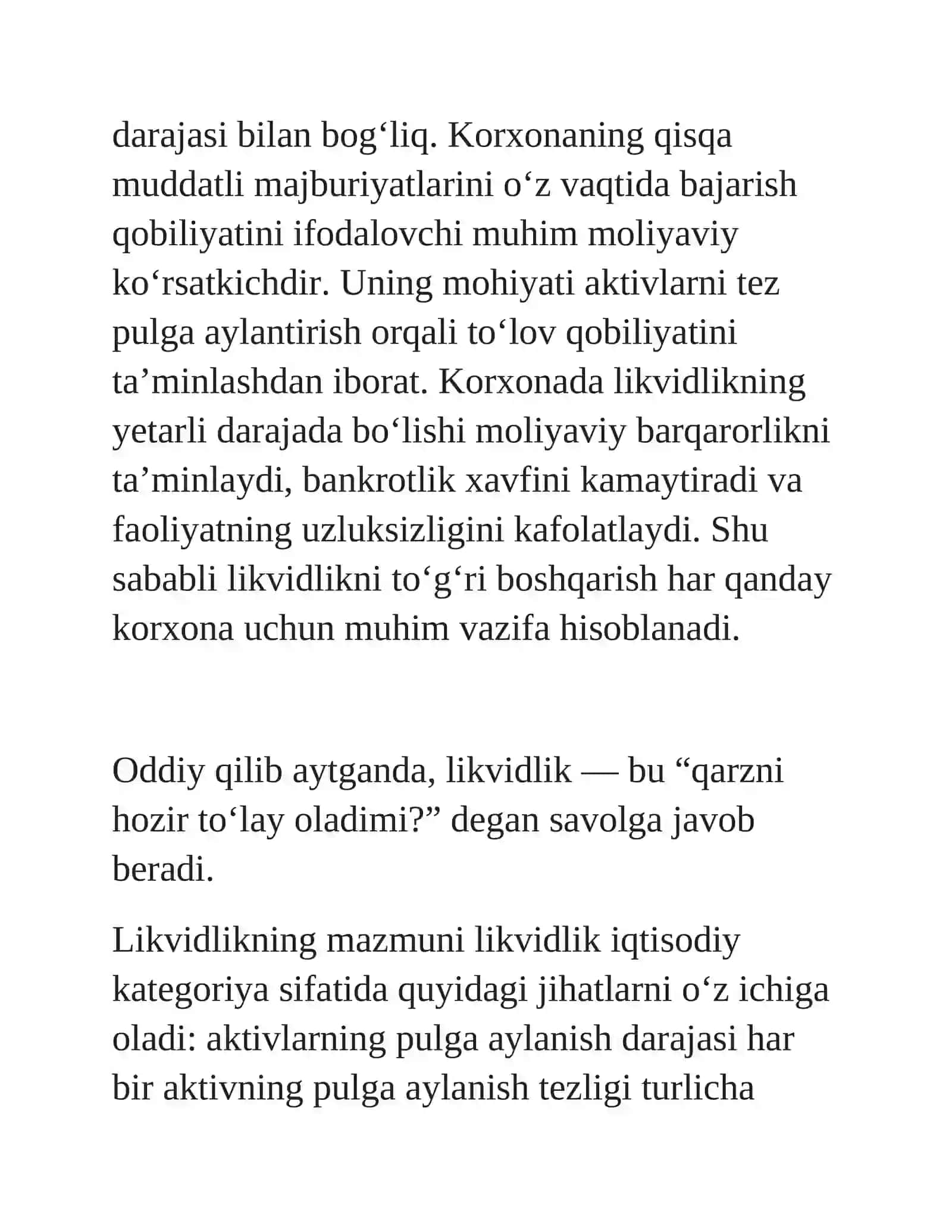 Likvidlik ko`rsatkichlari tahlil 3