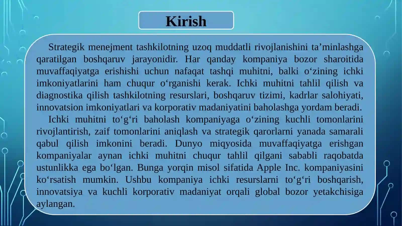 Ichki muhitni tahlil qilish va diagnostika qilish 3