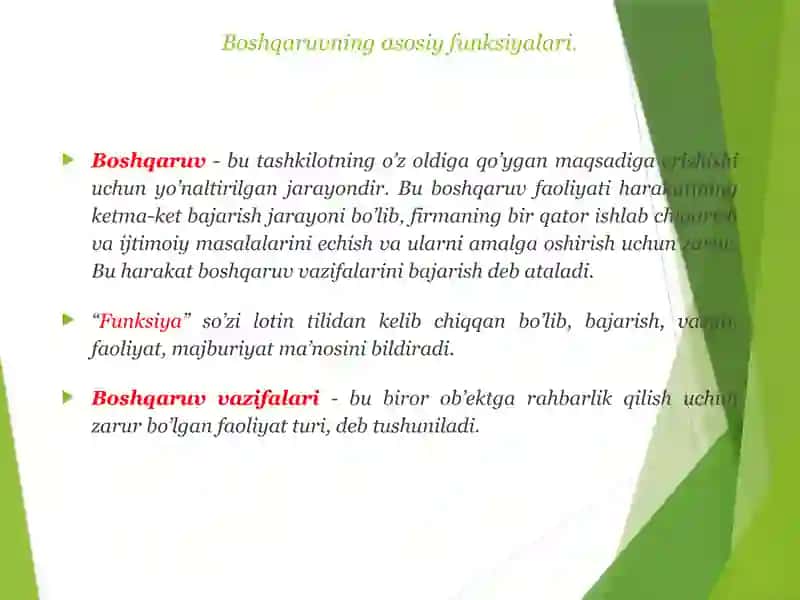 Boshqaruvfunksiyalariniguruhlashvaharbirigatarifberish 3