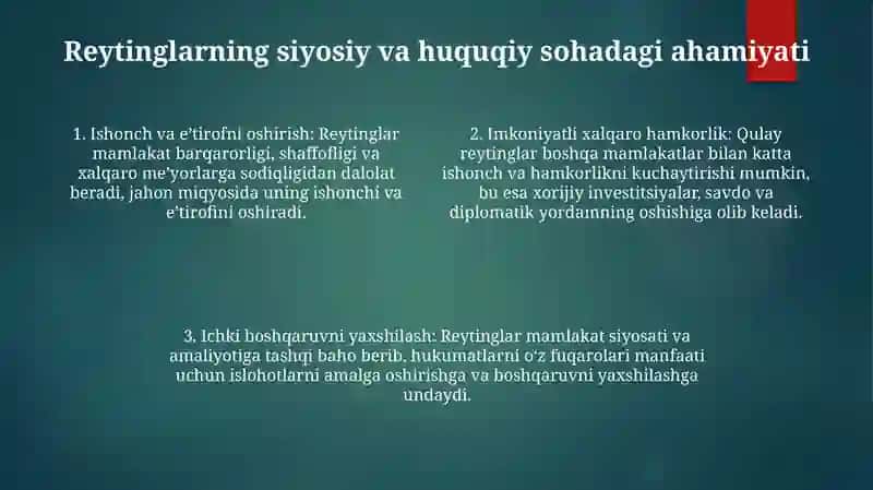 Siyosiy-Huquqiy Sohadagi Ustuvor Xalqaro Reytinglar Va Ular O'Zbekistonning Integratsiyalashuvi 3