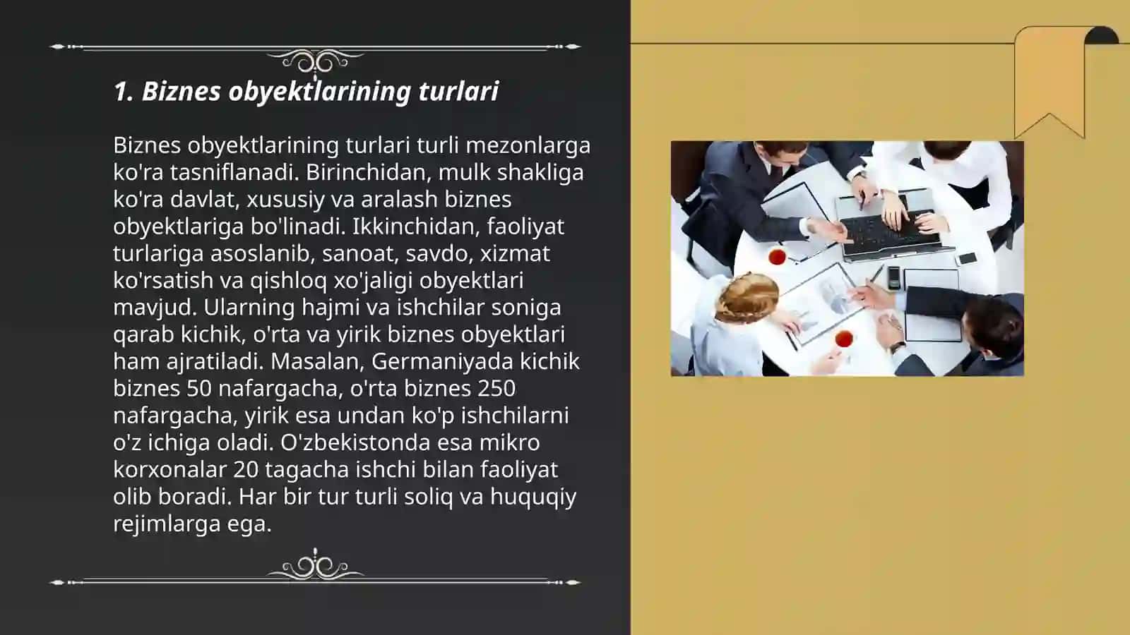Biznes obyektlari, subyektlari va shakllari 3
