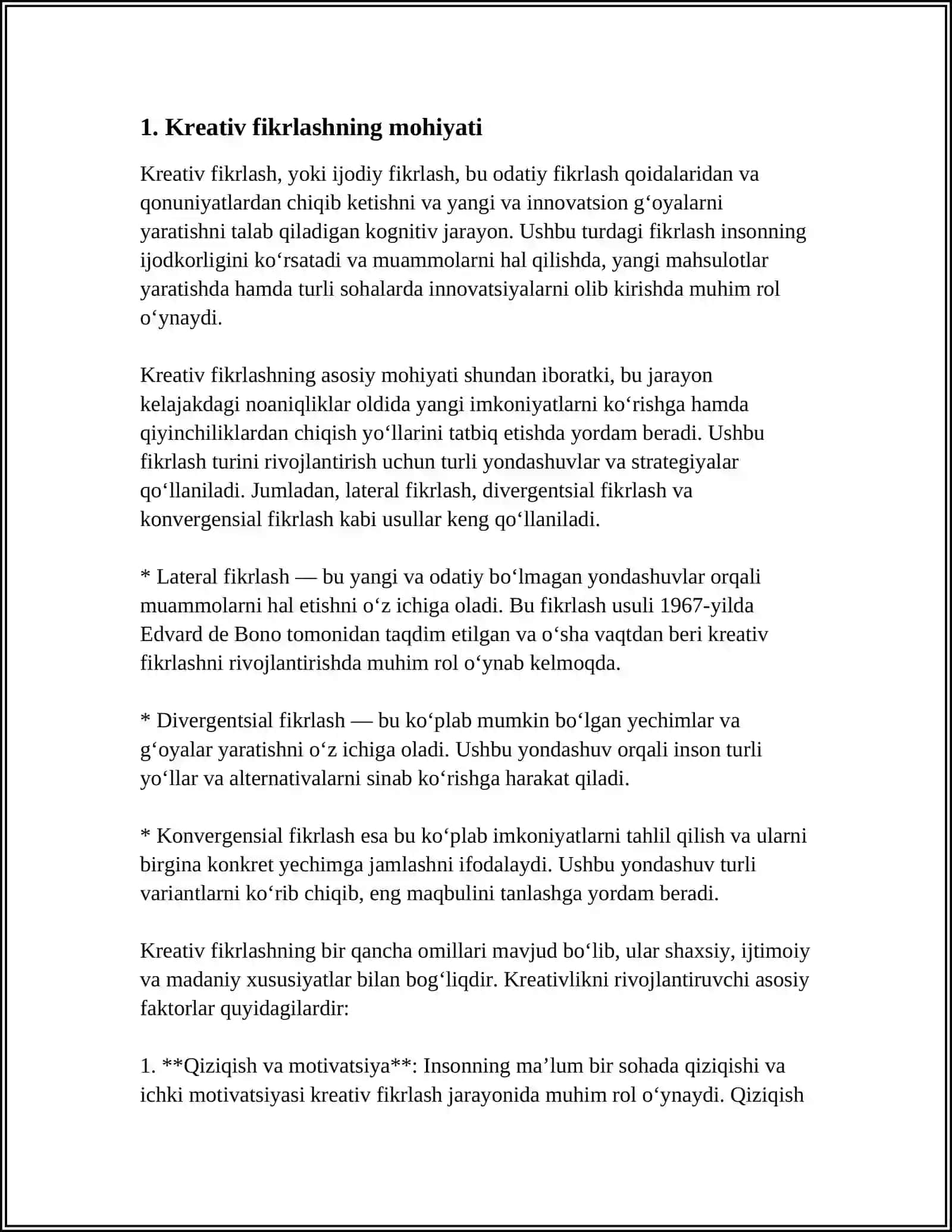 KREATIV FIKRLASHNING PZIGA XOS XUSUSIYATLARI 3