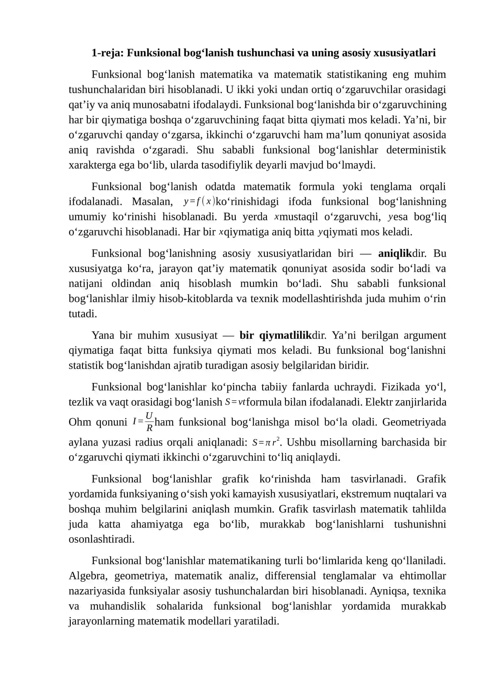 Funktsional, statistik va korrelyatsion bog‘lanishlar 3