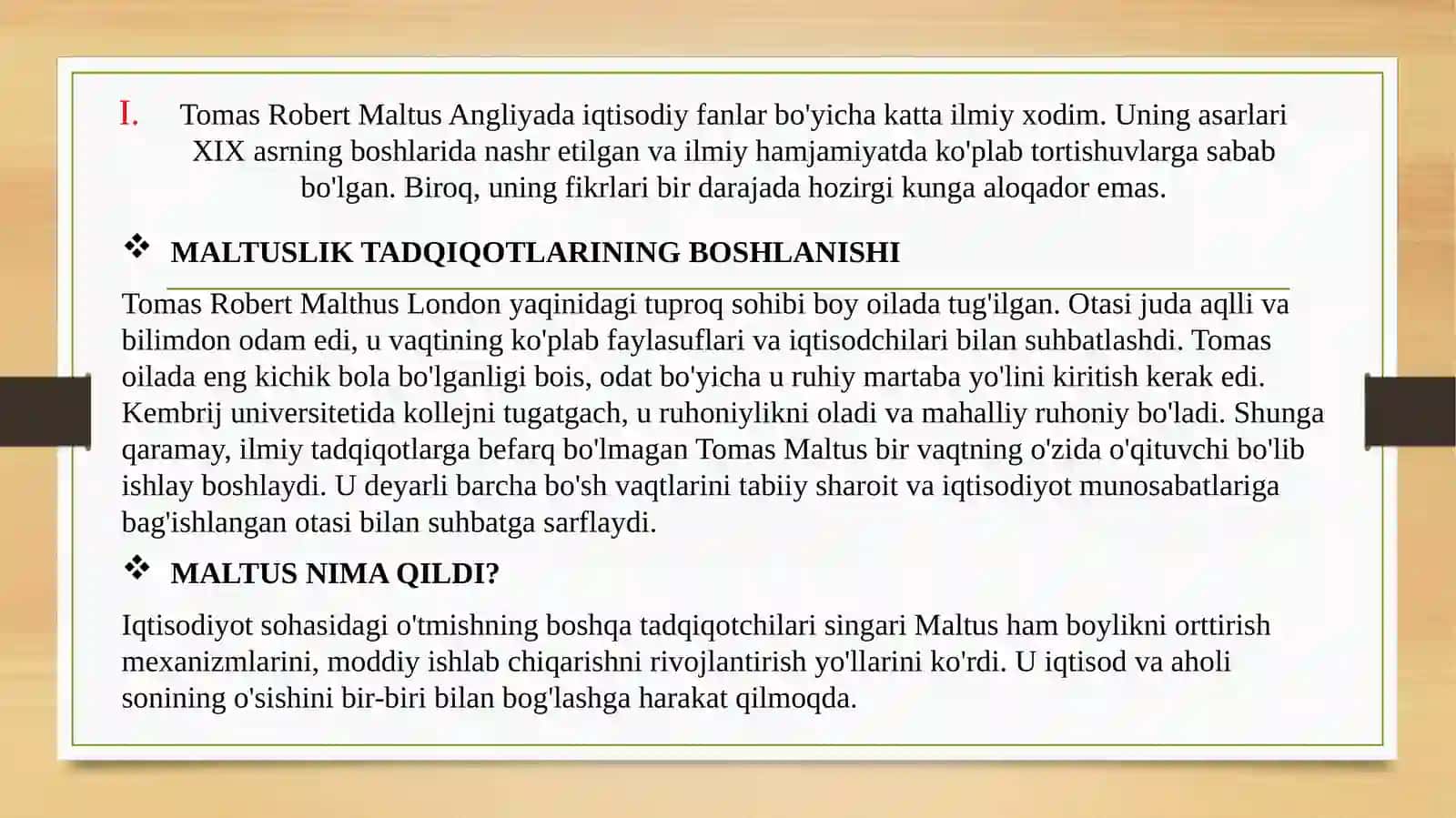 TOMAS MALTUS VA AHOLI NAZARIYASI: AHOLI O'SISHI VA RESURSLAR MUAMOSI 3