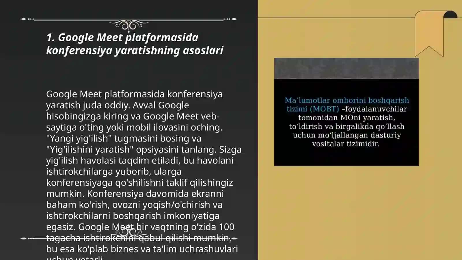 Reja: Google Meet platformasida konferensiya yaratishning asoslari 3