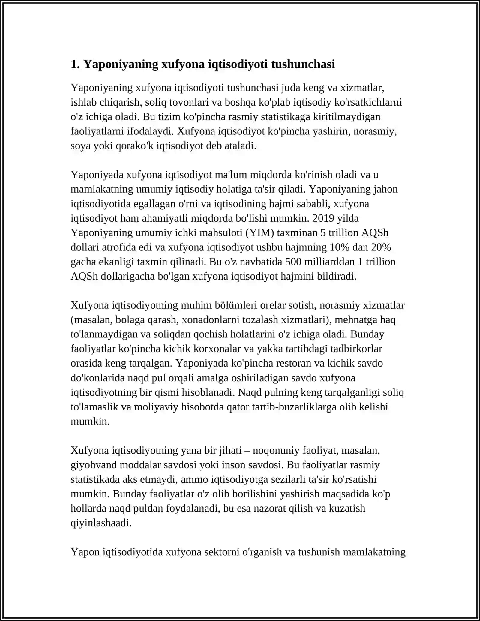 YAPONIYA MAMLAKATINING XUFYONA IQTISODIYOTI VA UNI RIVOJLANIB BORISHIDA TERRORIZM, EKSTREMIZM VA MAFIYALARNING ORNI VA MAMLAKATNING ULARGA QARSHI STRATEGIYASI 3