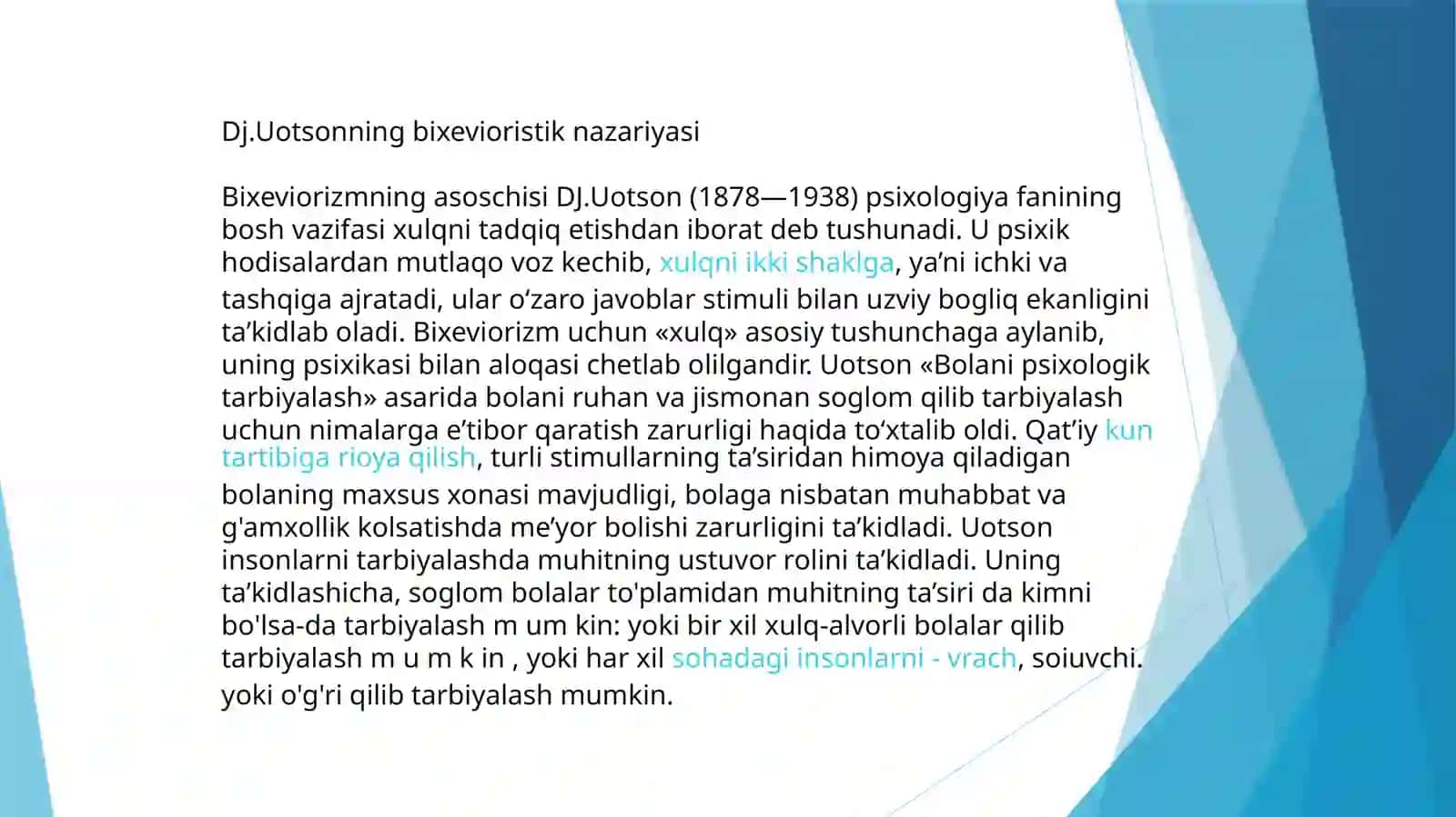 Uotsonning bexevioristik nazariyasi 3