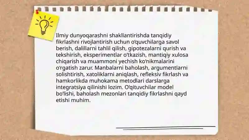 Ilmiy dunyoqarashni shakllantirish va oʻquvchilarni aqliy tarbiyalash 3