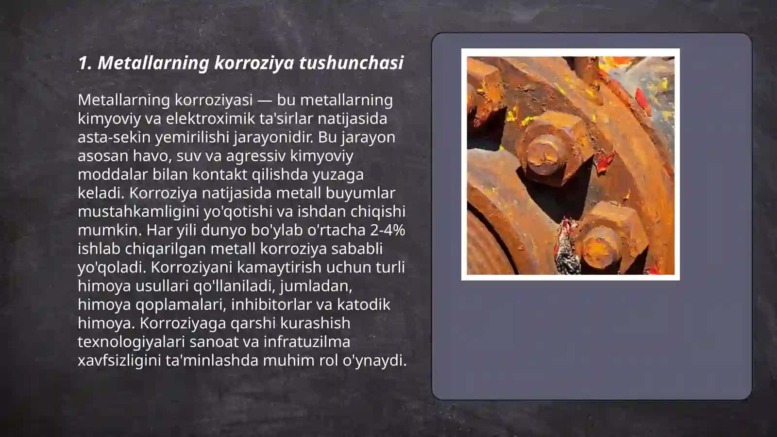 Metallar korroziyasi va unga qarshi kurashish usullari 3