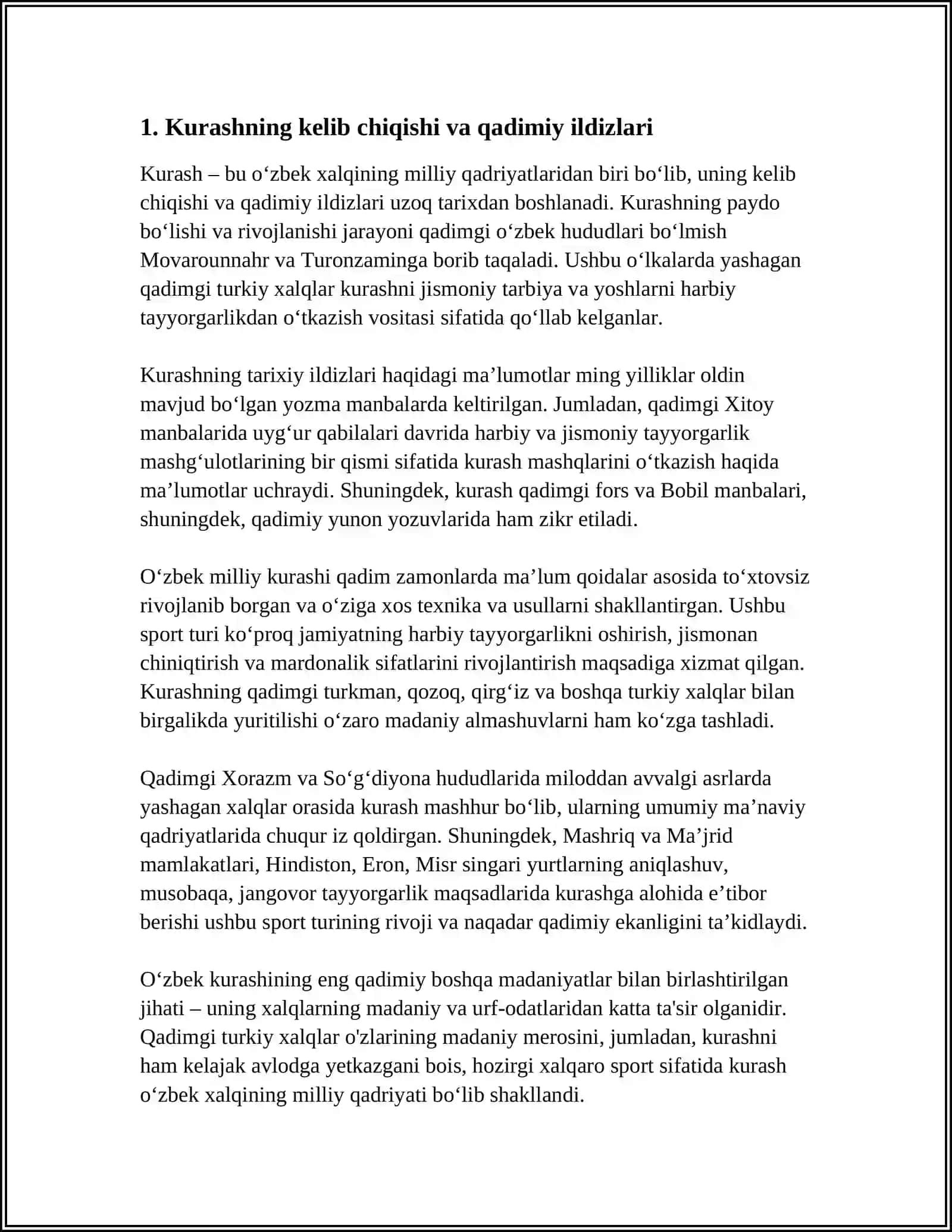 QADRIYATIMIZ HISOBLANGAN KURASH TARIXI VA OʻRNI 3