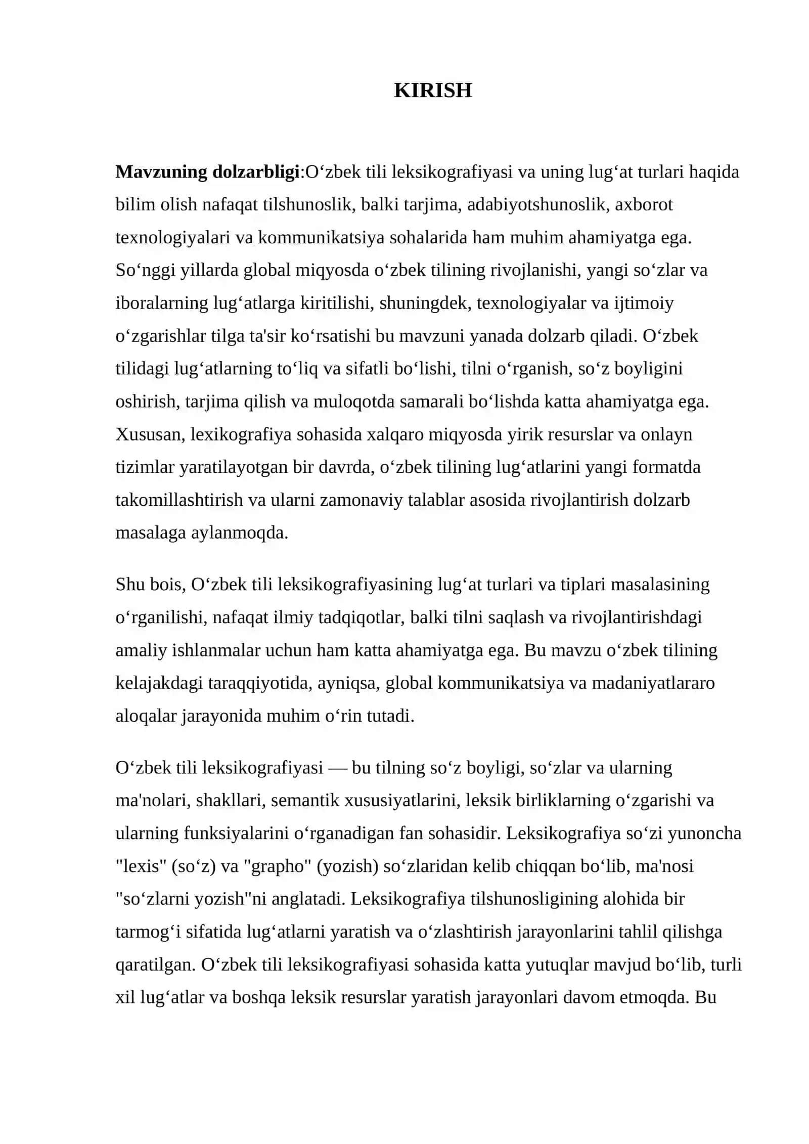 "Oʻzbek tili leksikografiyasi. Lug’at turlari va tiplari" 3