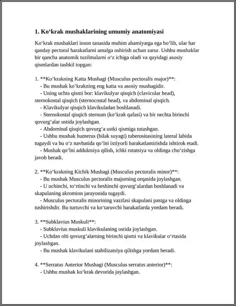 KOʻKRAK MUSKULLARI. YUZAKI VA CHUQUR. DIAFRAGMA 3