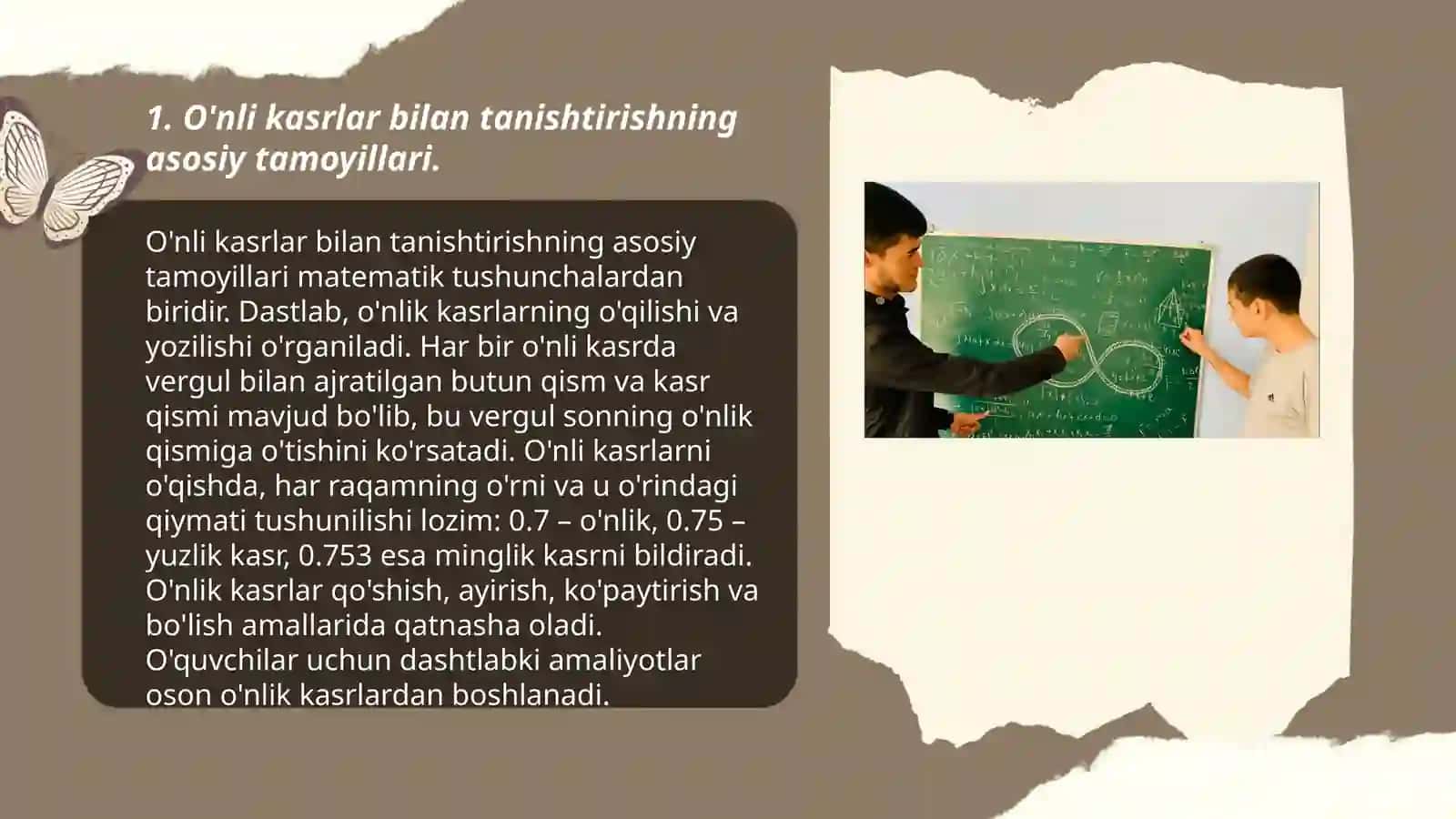O'nli kasrlar bilan tanishtirish metodikasi 3