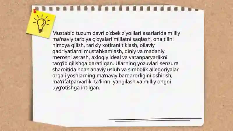 Mustabid tuzum davri oʻzbek ziyolilari asarlarida milliy manaviy tarbiya masalalari 3