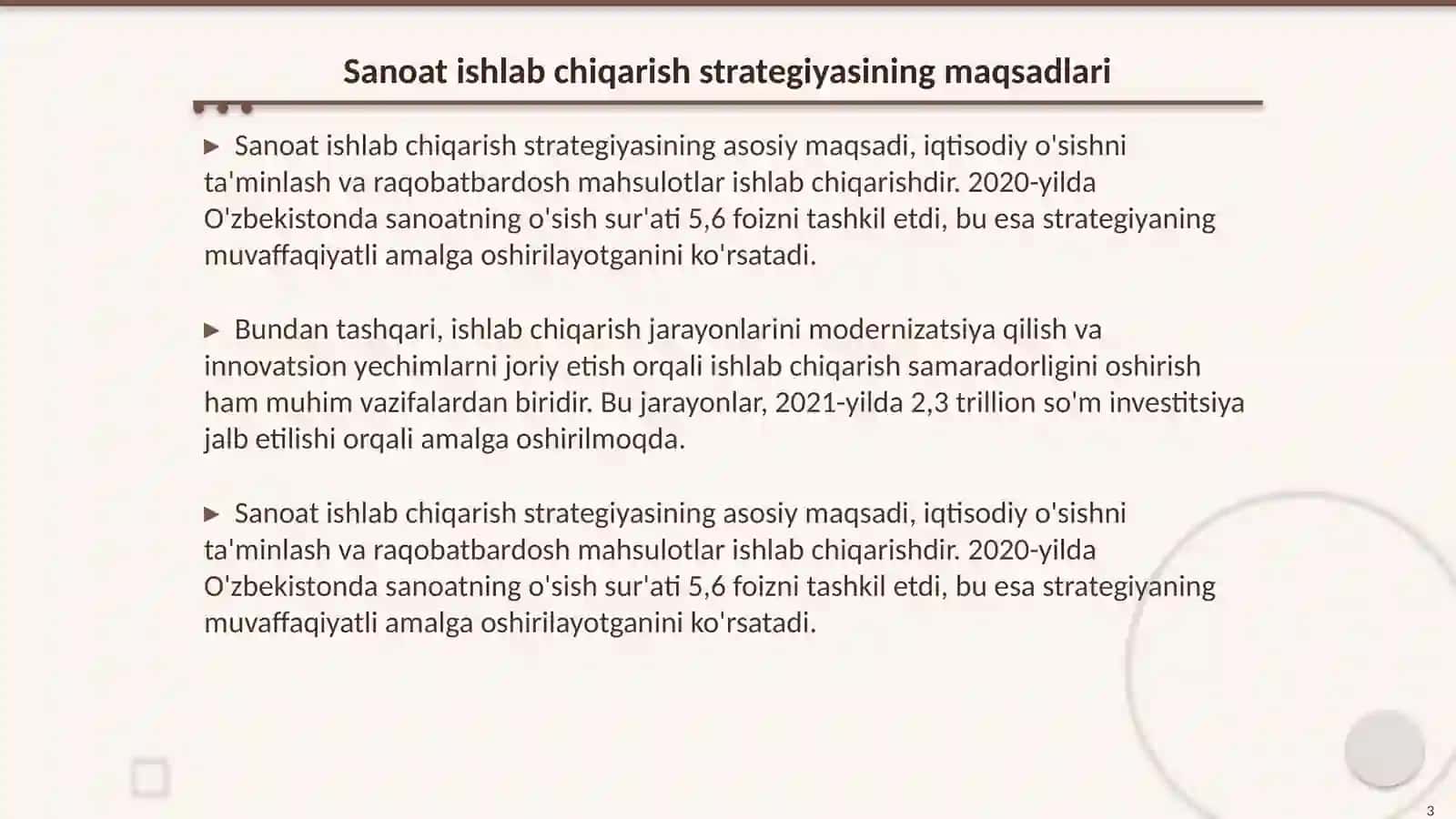 Sanoat ishlab chiqarish strategiyasining asosiy elementlari tahlili 3