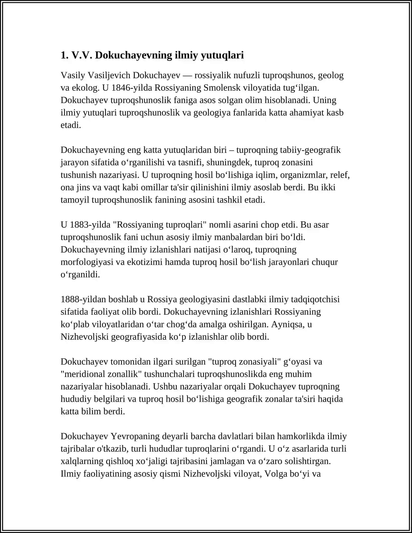 V.V DOKUCHAYEV TUPROQSHUNOSLIK VA TUPROQLAR GEOGRAFIYASINING ASOSCHISI 3