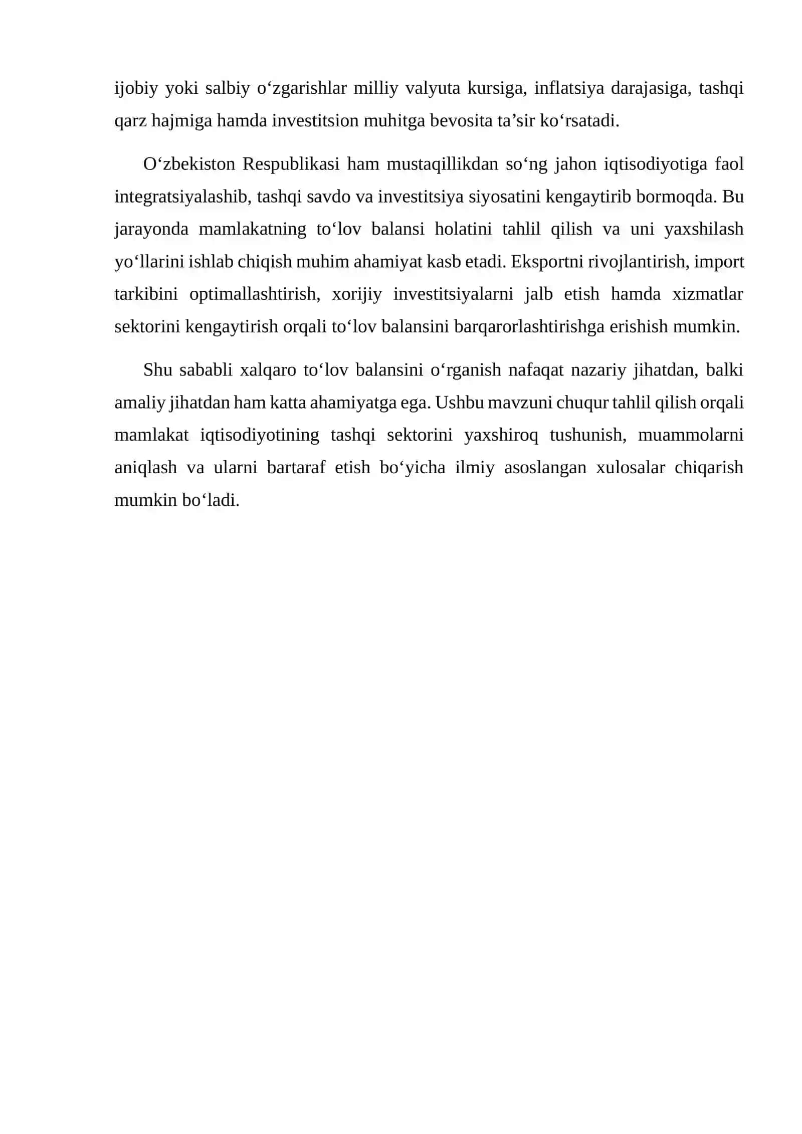 Xalqaro To‘lov Balansi va uning Iqtisodiyotdagi O‘rni 3