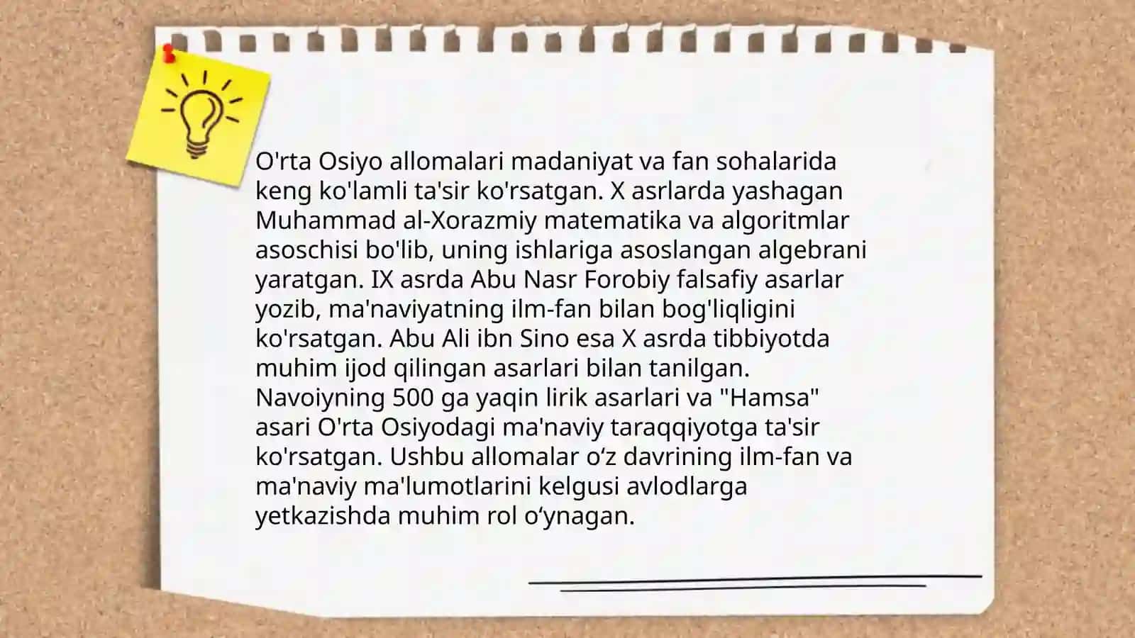 O'rta Osiyo allomalari ilmiy merosining o'rni 3