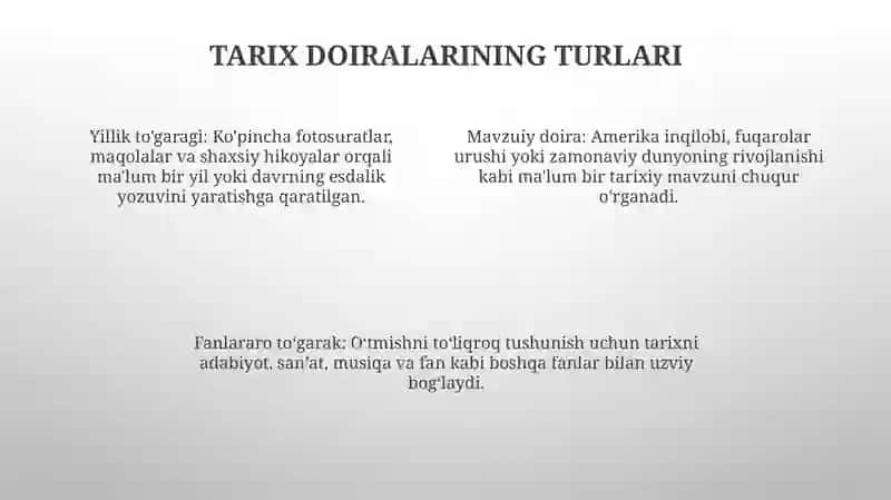 Tarix Fanidan To'Garaklar Tashkil Etish 3