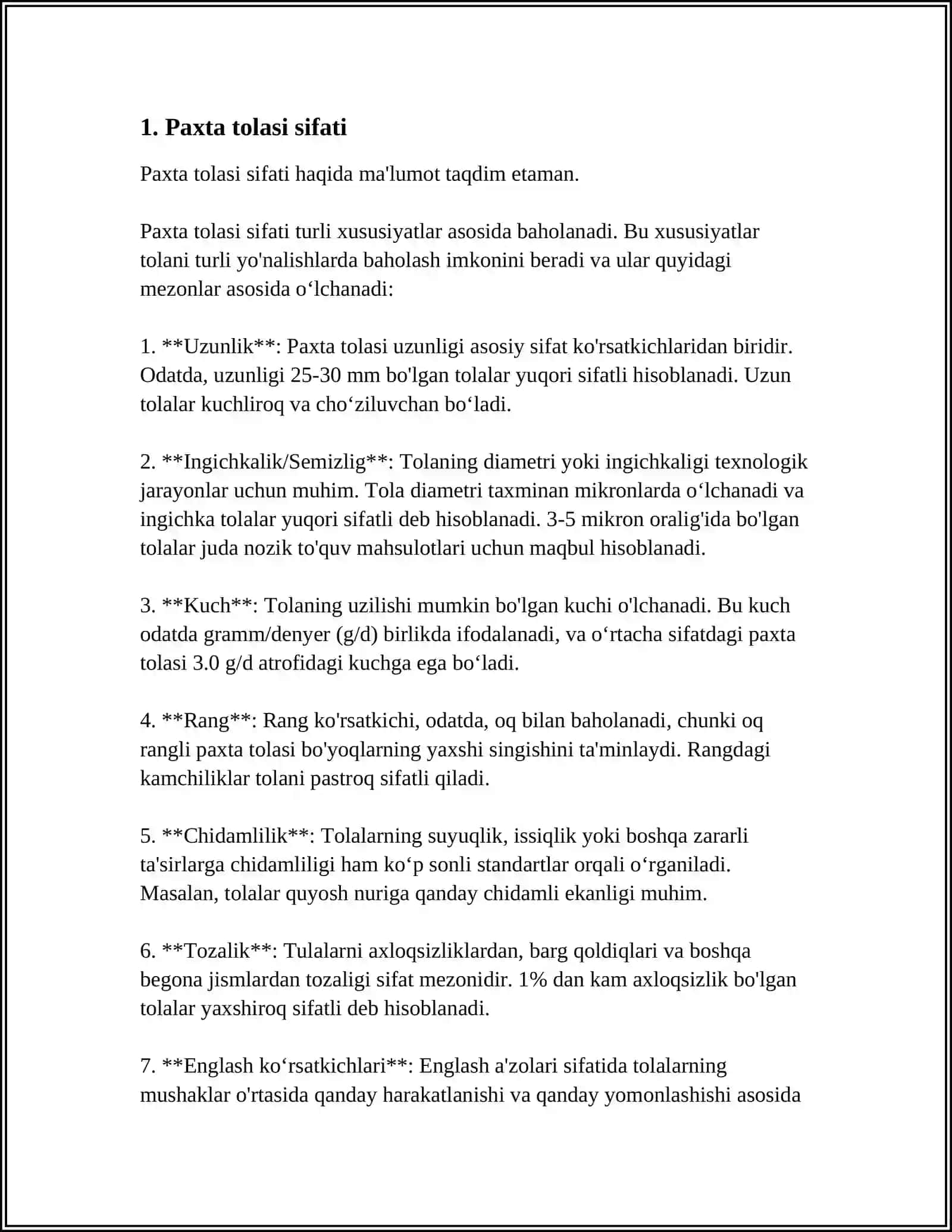 PAXTA IPNING SIFATINI BELGILOVCHI STANDARTLAR 3