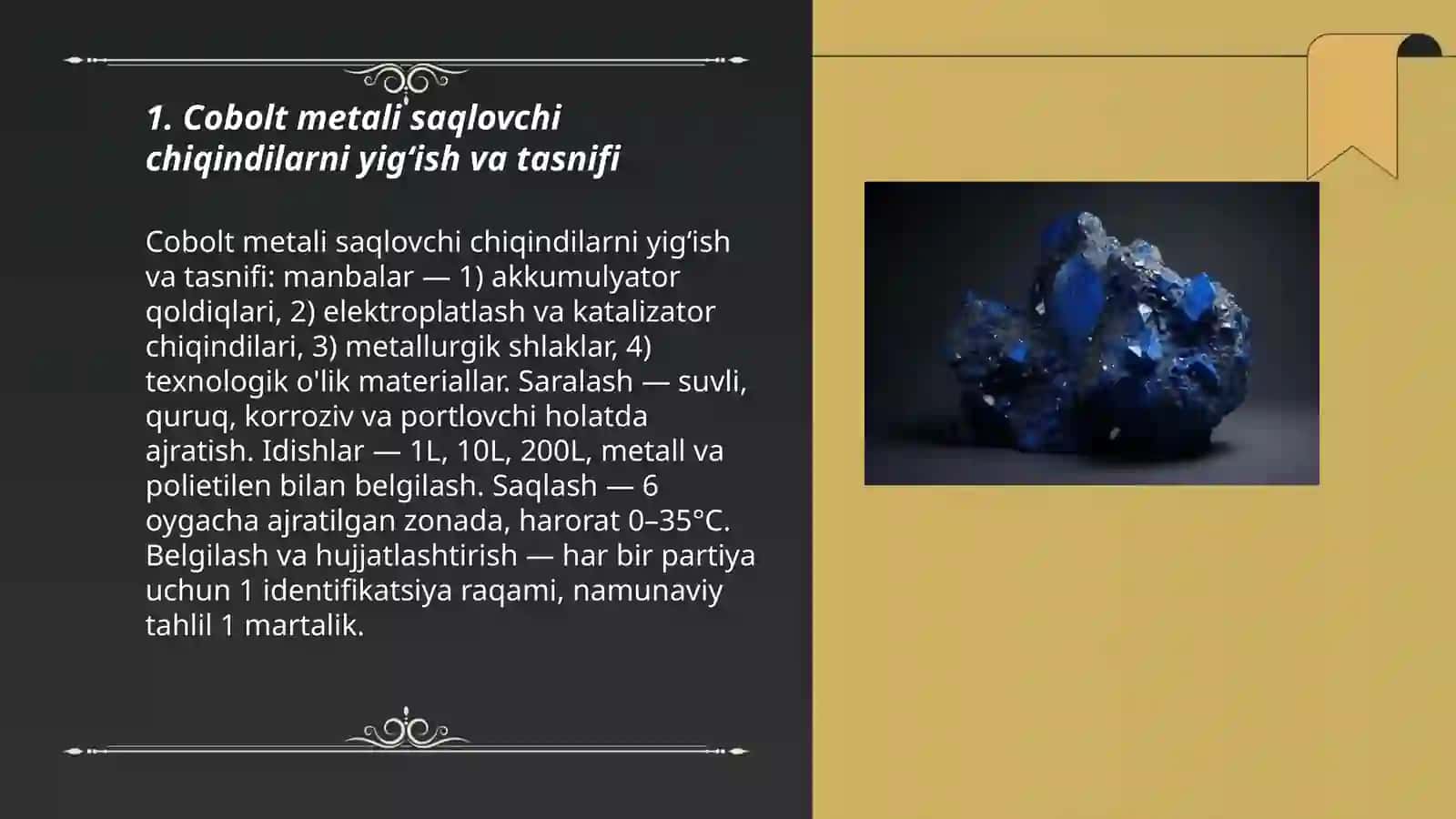 Cobolt metali saqlovchi chiqindilarni kompleks qayta ishlash 3