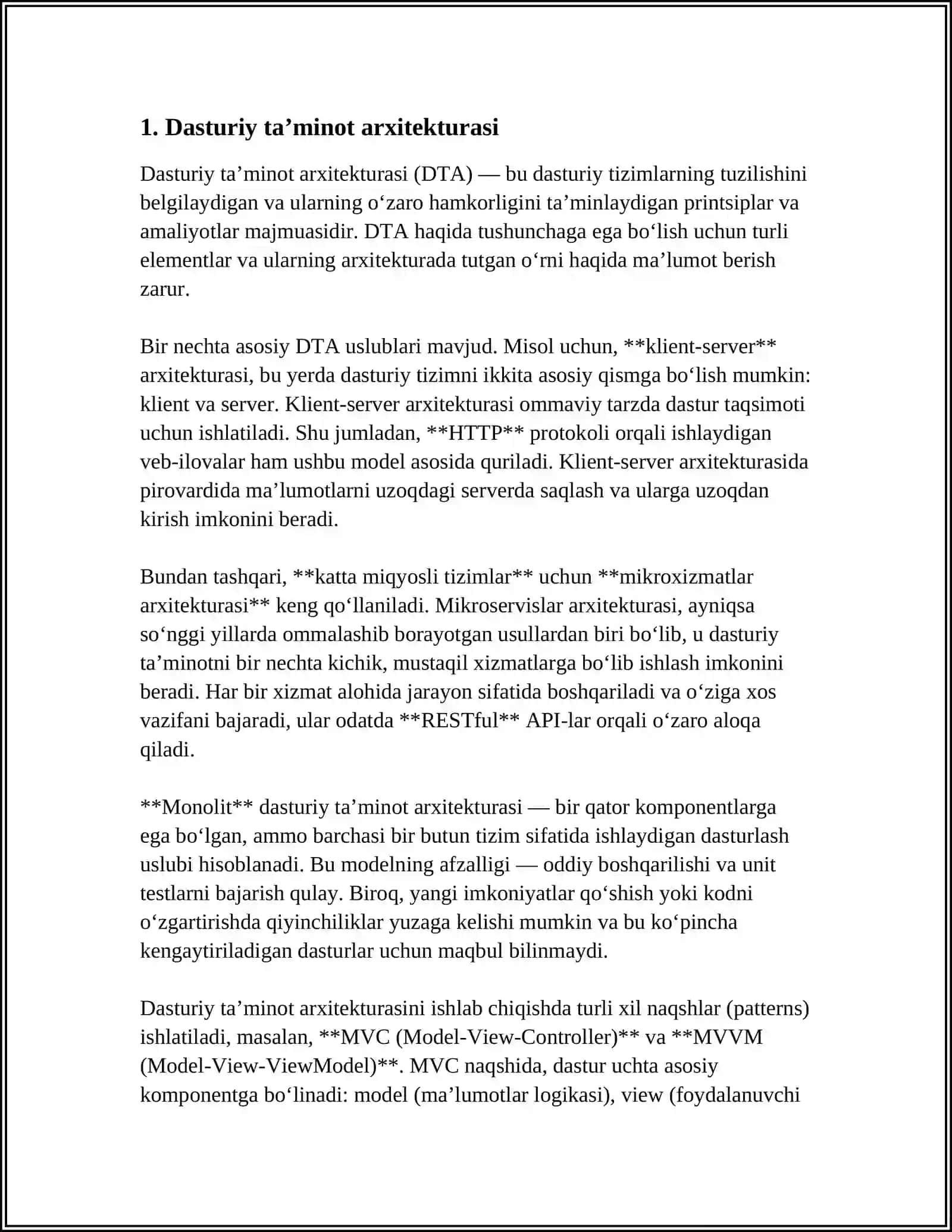 Dasturiy ta’minot arxitekturasi 3