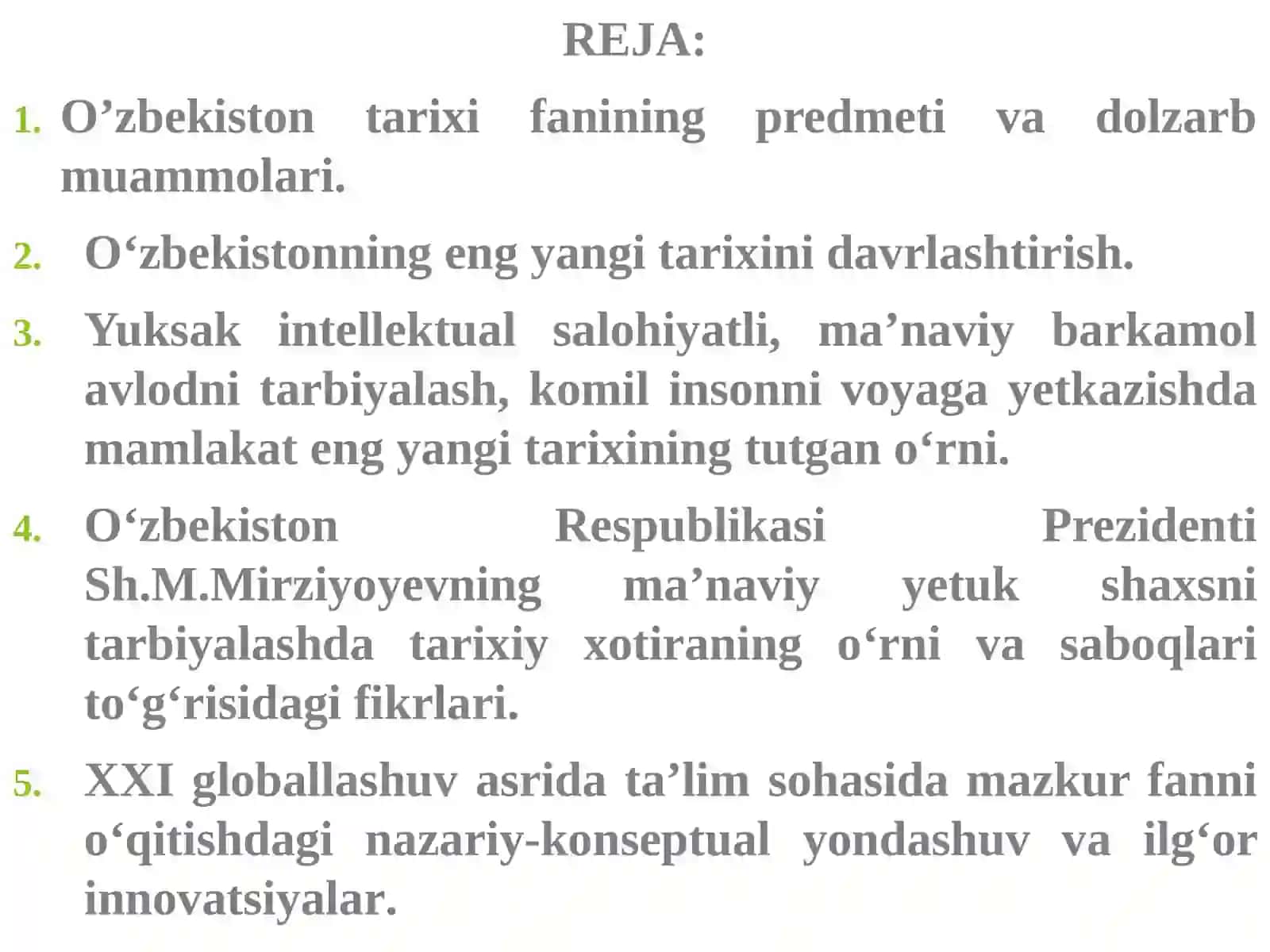 O’ZBEKISTONNING ENG YANGI TARIXI FANIDAN TAQDIMOT 3