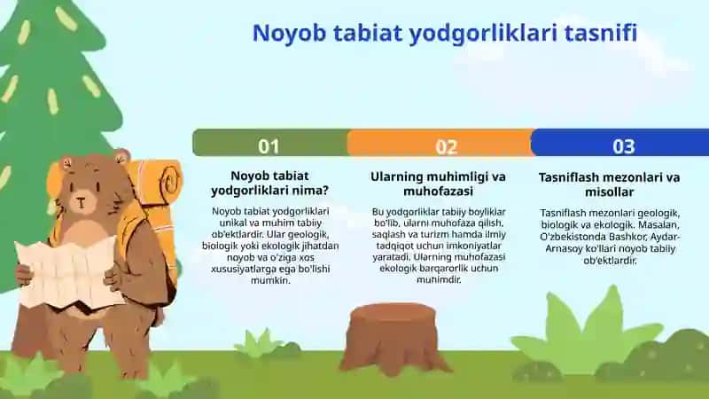 Noyob tabiat yodgorliklaridan foydalanish va muhofaza etish 3