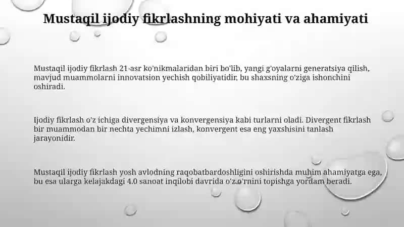Talabalarning mustaqil ijodiy fikrlashini shakllantirish texnikasi 3