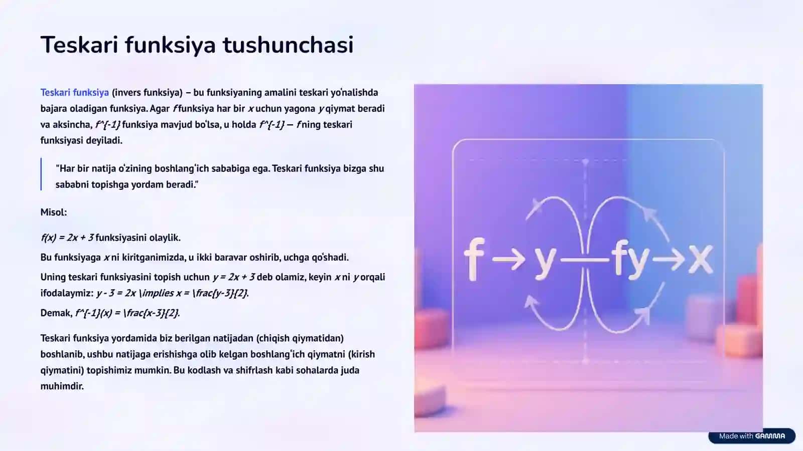Murakkab funksiya, teskari funksiya va davriy funksiyalar 3