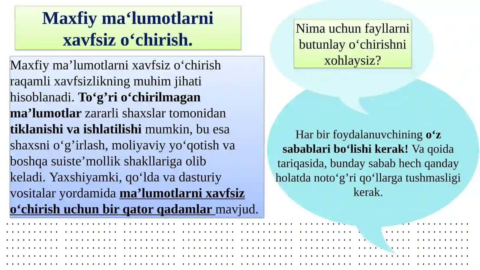 Ma’lumotlarni xavfsiz o‘chirish usullari 3