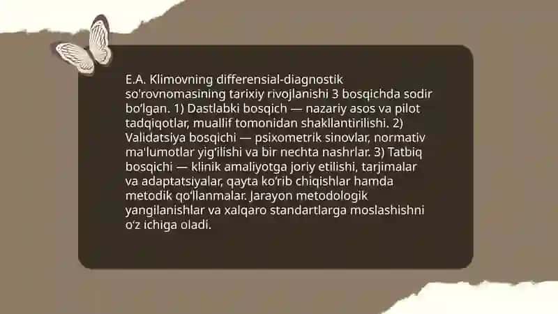 E.A.Klimovning differensial-diagnostik so'rovnomasi 3