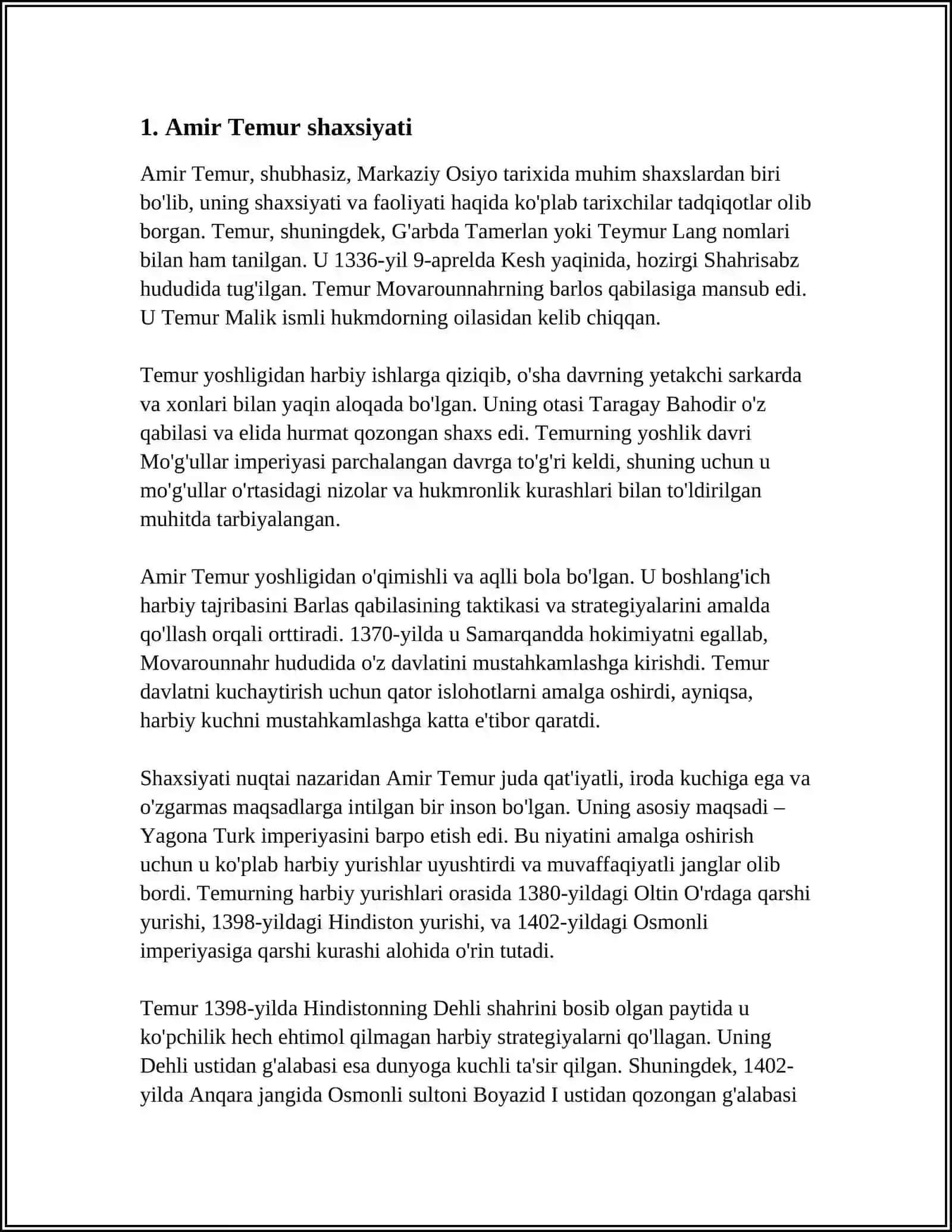 MUSTAQIL ISH Mavzu: AMIR TEMUR BUYUK DAVLAT ARBOBI 3