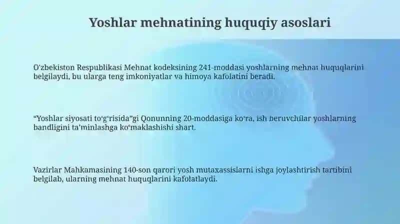 Yoshlar mehnati va ular uchun qoʻshimcha kafolatlar 3
