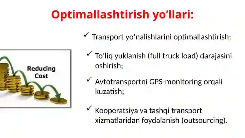 Zamonaviy logistikada xarajatlarni optimallashtirish 3