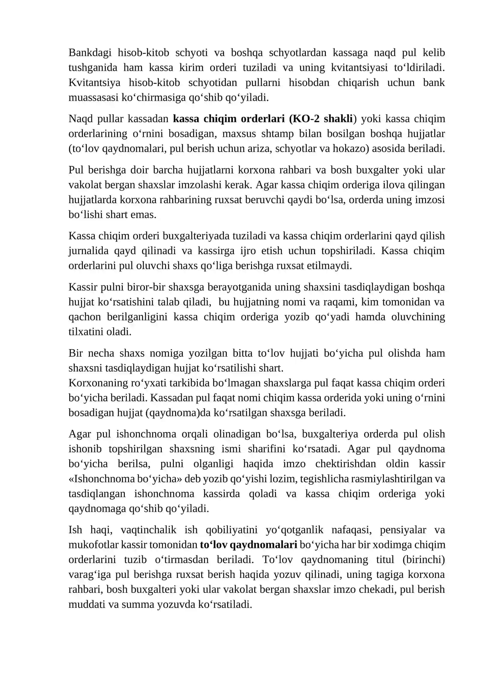 Kassa muomalalarining hisobini yuritish va xujjatlashtirish tartibi. Bankdagi maxsus schyotlardagi pul mablag‘lari hisobi 3