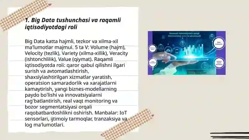 Raqamli iqtisodiyot fanidan Big data mavzusida 3
