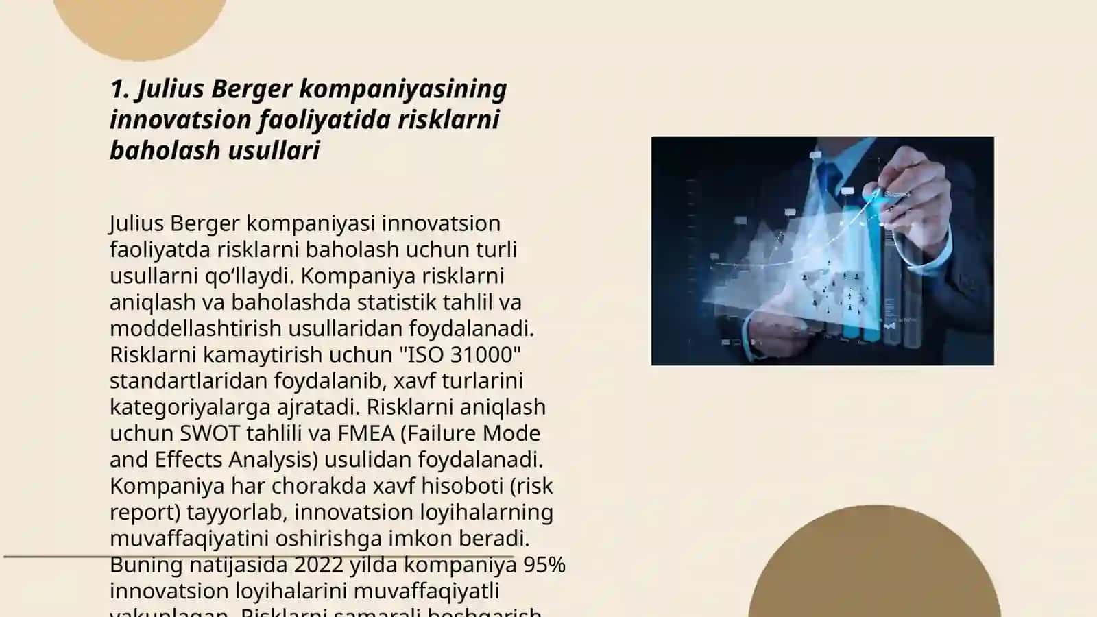 Julius Berger kompaniyasining innovatsion faoliyatida risklarni baholash usullari 3