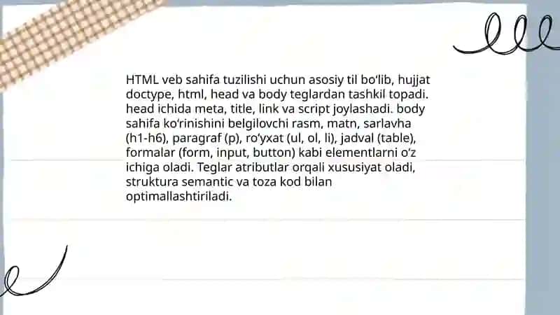 HTML asoslari va sahifa tuzilishi 3