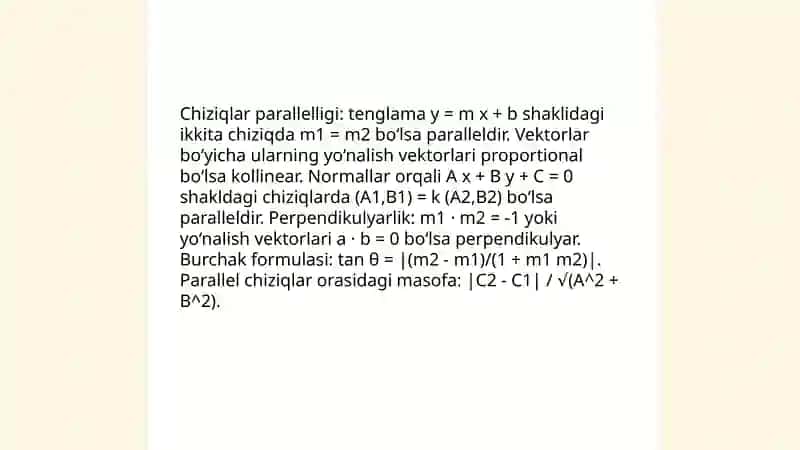 Geometrik figuralar orasidagi pozitsion va metrik munosabatlarni tekshirish 3