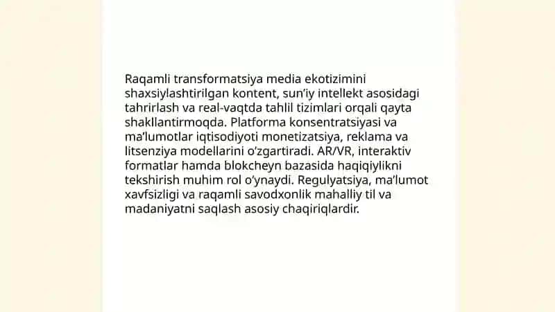 Media vositalarida axborotning kelajagi va yangj tendensiyalar 3