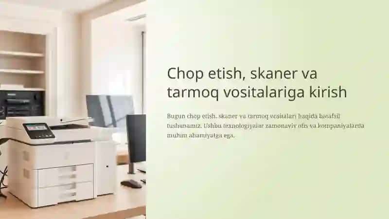 Printerning turlari. Skaner turlari. Kompyuter tarmoqlari vositalari va ularning turlari 3