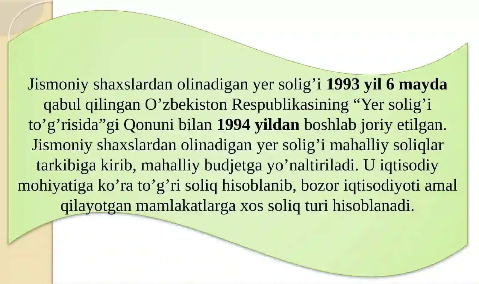 Jismoniy Shaxslardan Olinadigan Yer Solig'i 3