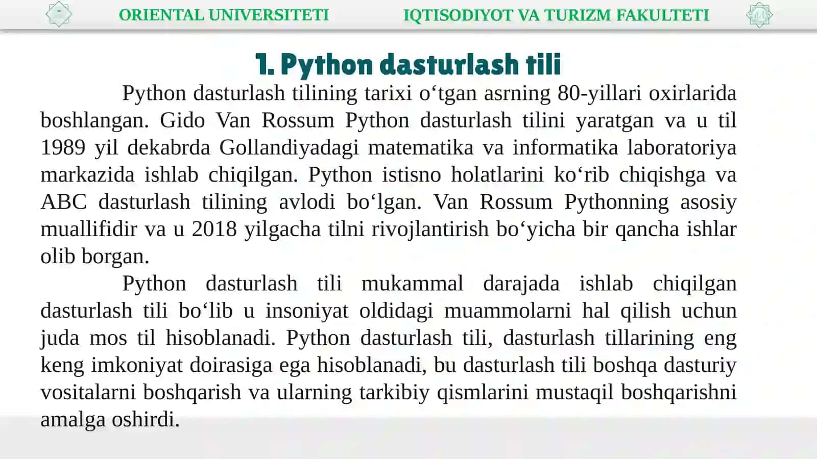 Python dasturlash tili va uning dasturlash muhiti 3
