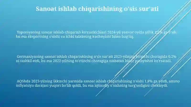 Rivojlangan mamlakatlar sanoat ko'rsatkichlari 3