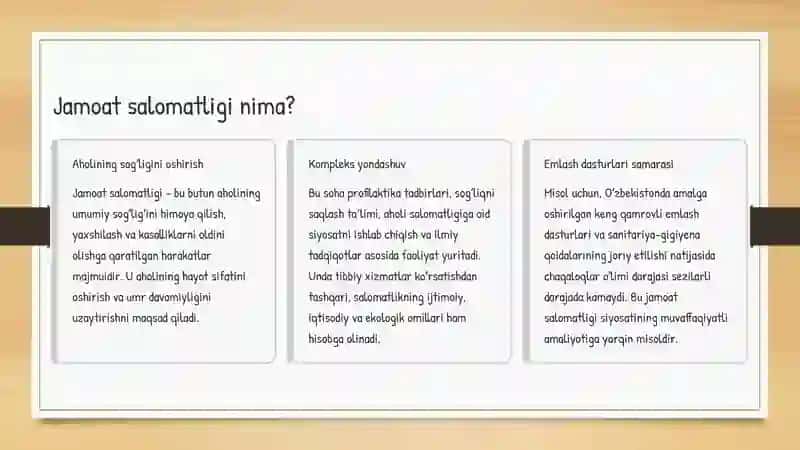 Jamoat salomatligi va valeologiya: Aholining sogʻlomlik darajasini oshirish yoʻllari 3