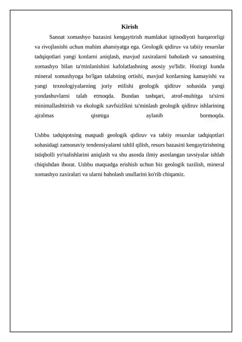 Sanoat xomashyo bazasini kengaytirish uchun geologiya-qidiruv ishlari va tabiy boyliklarni oʻrganish 3