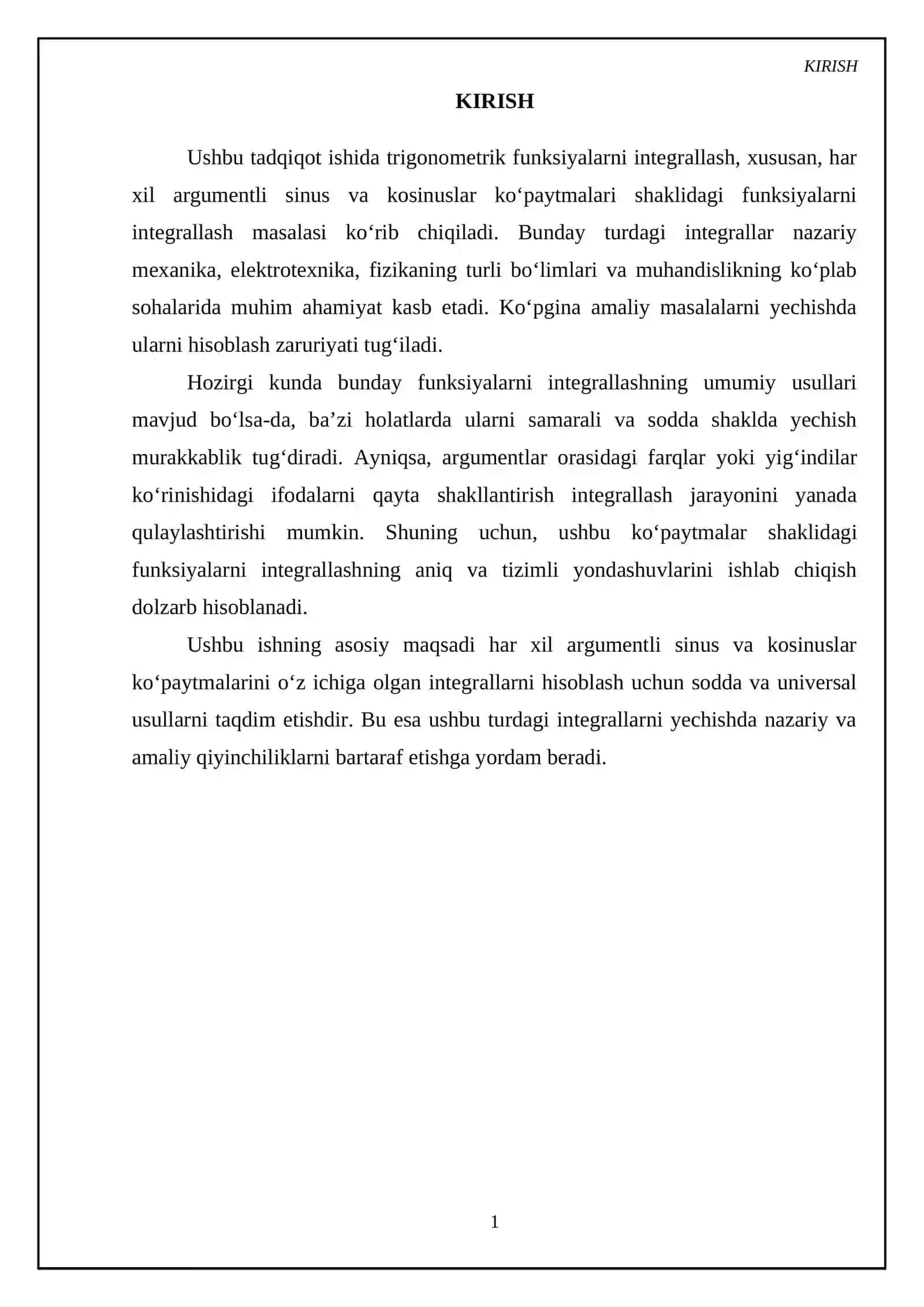 Trigonemetrik funksiyalarni integrallash Har hil argumentli sinus va kosinuslar kopaytmalari shaklidagi funksiyalarni integrallash 3