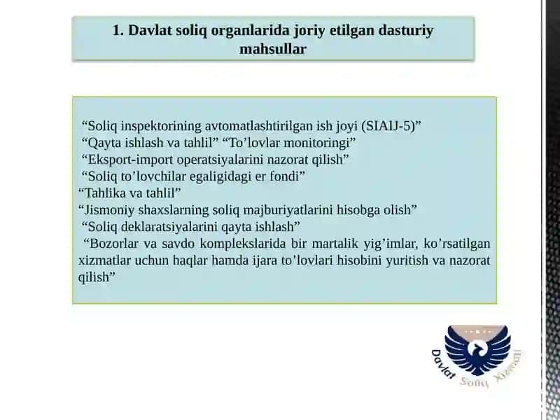 Davlatsoliq organlari dojoriy etilgan dasturiy mahsullar 3
